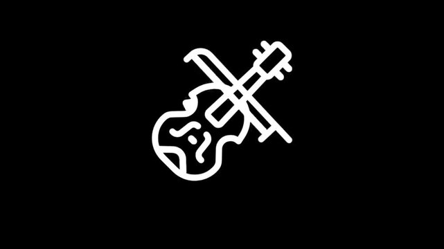 Elegant violin and bow animation with musical notes appearing
