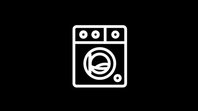 Animated washing machine icon sequence for laundry and cleaning concepts