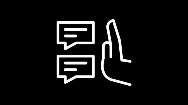 Animated chat bubbles and hand icon representing communication and messaging
