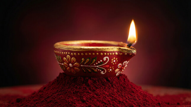 traditional red clay diya