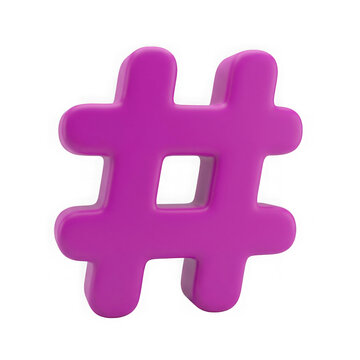 3D Hashtag Icon with Gradient Pink and Blue Colors