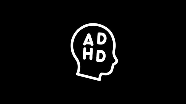 Animated icon representing ADHD within a human head silhouette