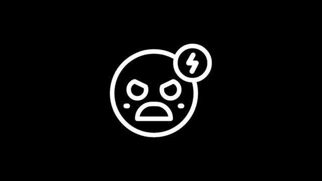 Animated distressed emoji icon with lightning bolt notification symbol