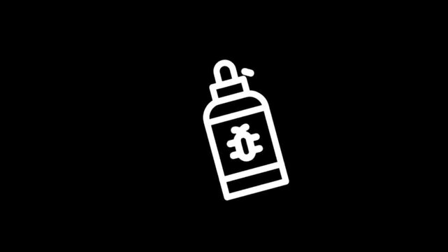Animated icon of a spray bottle with a bug symbol for pest control
