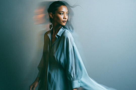 Artistic Portrait of Woman with Motion Blur Effect