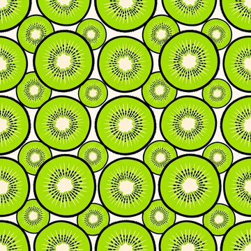 Kiwi Fruit Slices Seamless Pattern Background