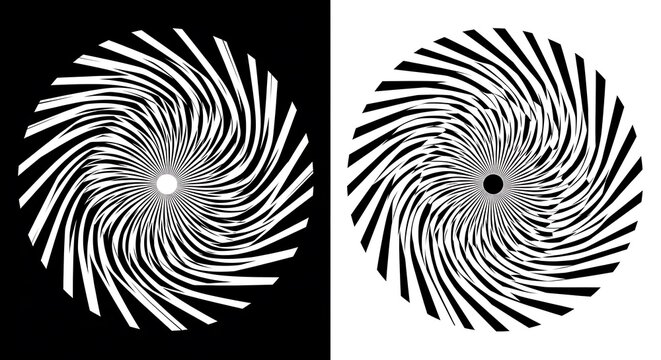 Abstract black and white spiral optical illusion vortex design