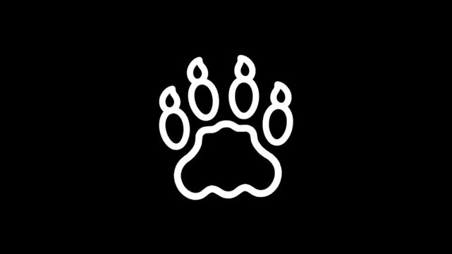 Animated white paw prints appearing and disappearing on a black background