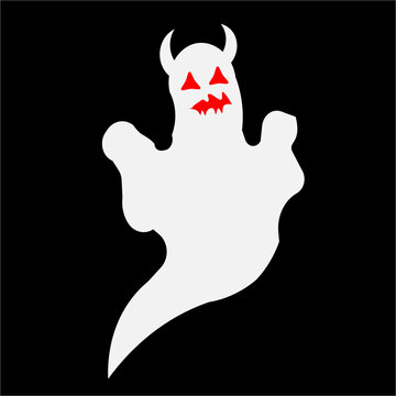 Halloween ghost character with horns and fangs high resolution picture