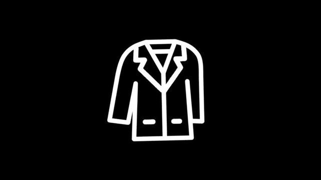 Stylized white outline of a suit jacket on a black background