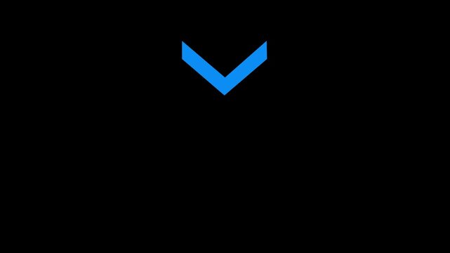 Animated blue chevron arrow pointing down on a black background for user interface design
