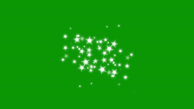 Glowing starlight glitter sparkle path and shining white particle stars dust animation. 4K fairy tale magic pixie dust line transition isolated on green screen background video loop.