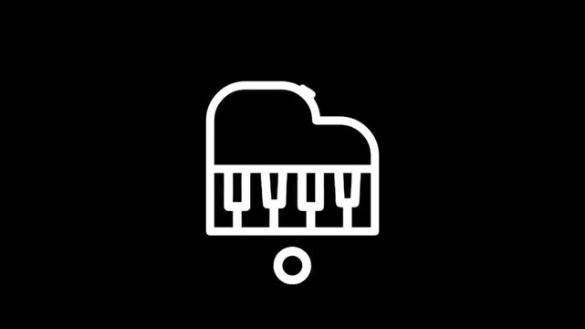 Elegant piano icon with musical notes symbolizing melody and harmony