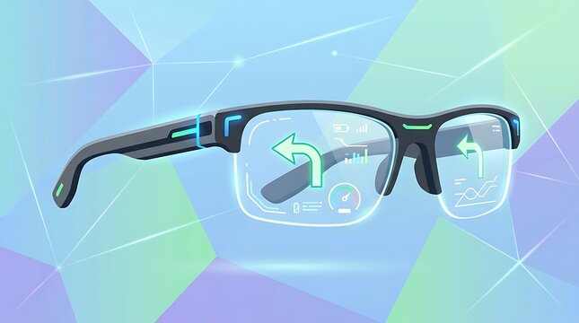 Smart glasses projecting augmented reality navigation