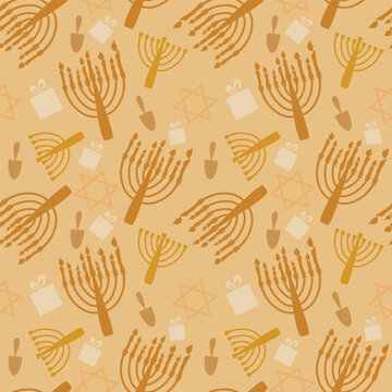 seamless pattern with menorah 