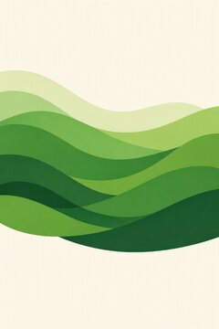 Abstract layered green wave background with organic flowing shapes for wallpaper banner design and nature themed surface pattern