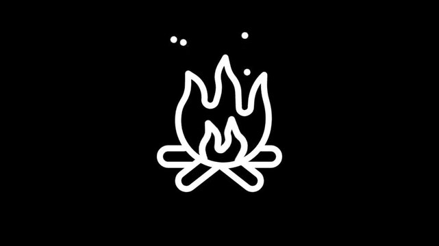 Simple animated campfire icon with glowing embers and flickering flames