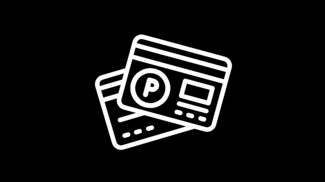 Animated icon of parking permits being presented and stacked on a black background