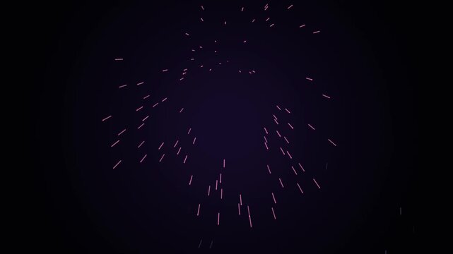 new year 2027 firecrackers particle burst animation with glowing pink and orange sparks on dark background
