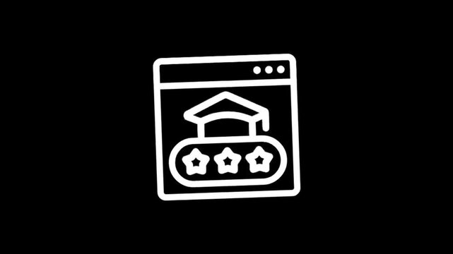 Online learning achievement and success icons with graduation cap and stars