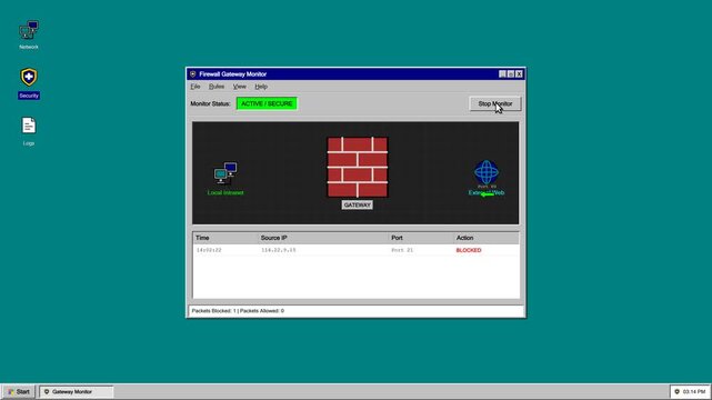 Computer Firewall Network Security Gateway Monitoring Software Interface