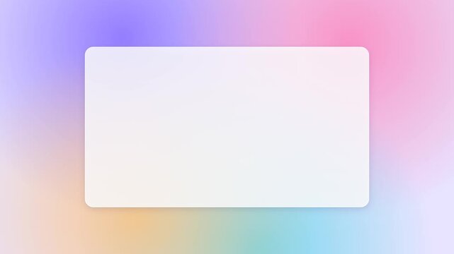Frosted glass card over a moving pastel gradient mesh with empty space for text
