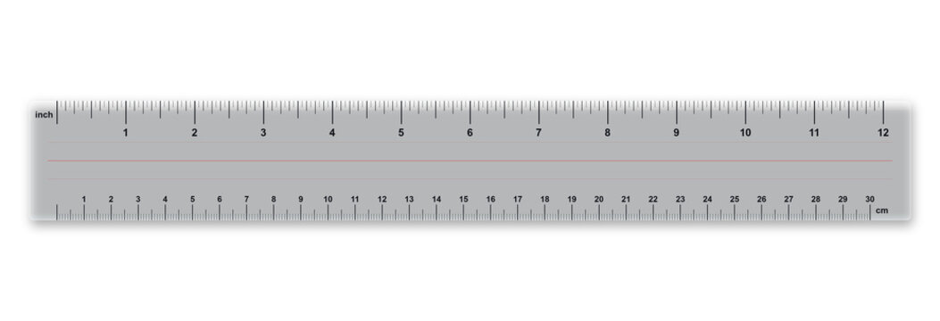 Clear transparent acrylic drafting ruler with grid lines cutout