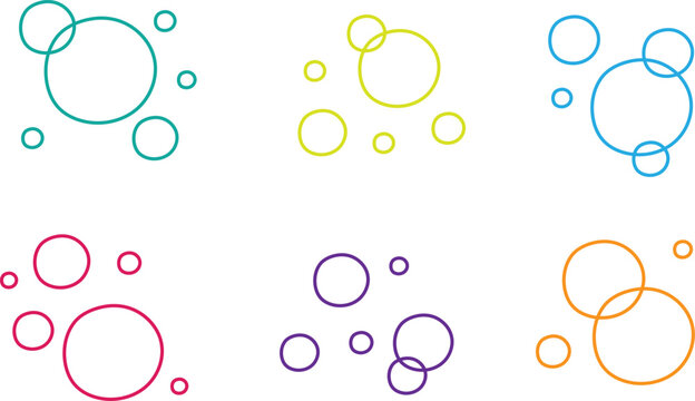Set of colorful hand drawn circle clusters isolated on a white background for creative design projects