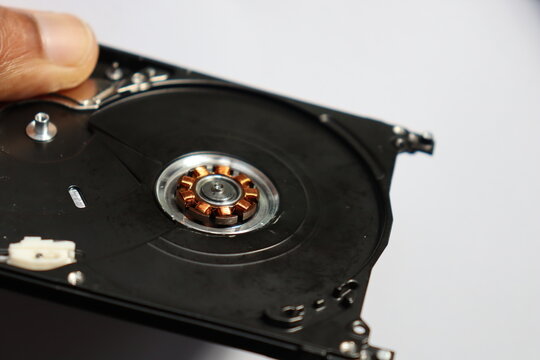 Brushless motor copper coils view from a disassembled hard disk drive