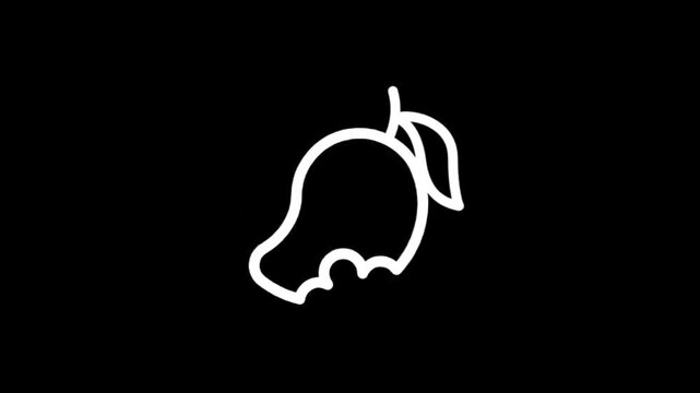 Simple white mango icons on a black background for graphic design
