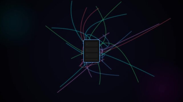 Digital Data Transfer Network Animation On Dark Background