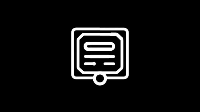 Animated white icon of a digital meter on a black background