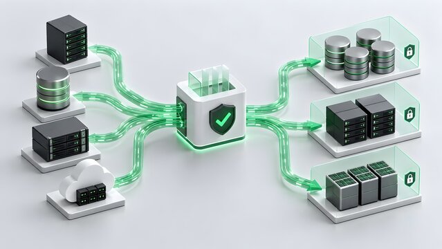 Secure data gateway connecting cloud servers and databases