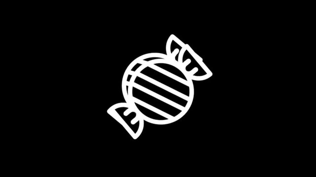 Simple white candy icons on black background, animation loop