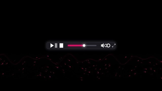 Glowing Cyber Media Player Control Bar Interface Motion Graphic Loop