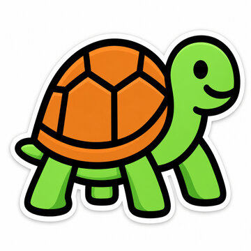 Cute green turtle sticker with a brown patterned shell