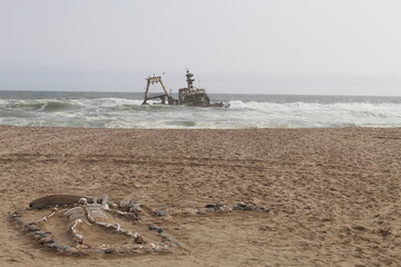 Shipwreck on Skeleton Coast in the Atlantic Ocean © Mika