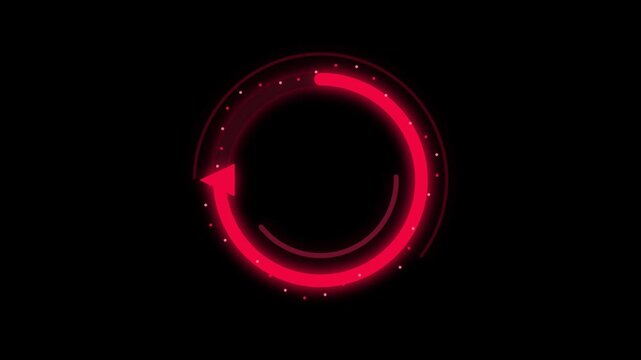 Glowing Red Circular Arrow Loading HUD Refresh Motion Graphic Loop