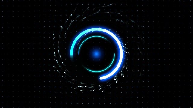 Futuristic Cyber Glowing Blue Circular Loading Ring Particle Motion Graphic Loop