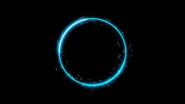 Glowing Cyan Neon Energy Circle Ring Frame Motion Graphic Loop