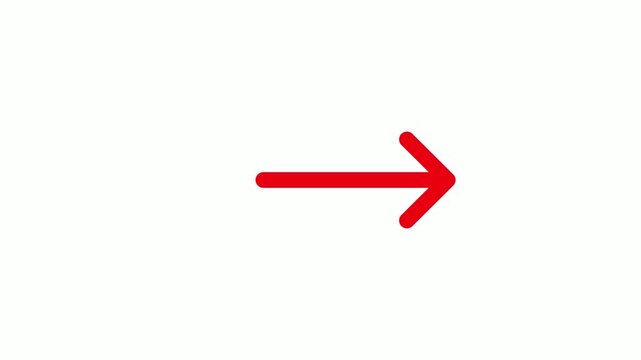 Minimalist red arrow icon pointing to the right on a plain white background a clean graphic design featuring single solid directed