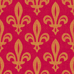 Vector seamless textured pattern of fleur de lis. Vintage seamless luxury pattern of French lily. © Serazetdinov
