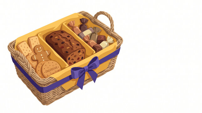 Basket filled with assorted holiday treats and sweets  