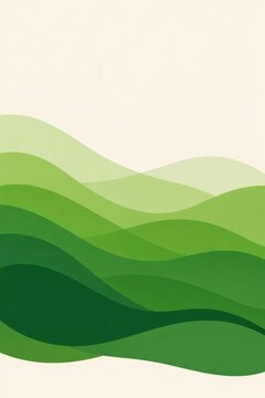 Abstract layered green wave landscape background with rolling hills pattern for eco banner wallpaper and nature inspired design