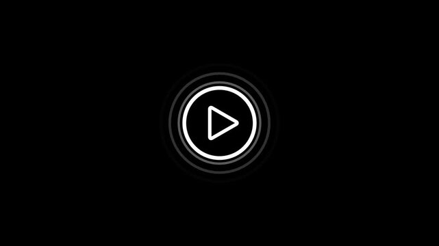 Minimalist white video play button icon on a black background