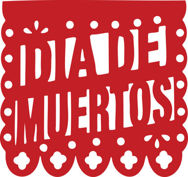 Day of the Dead red cut paper banner background