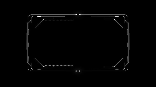 Minimal HUD frame background offers black copy space with clean futuristic border lines, tech corner marks, simple interface titles, gaming overlays, software demos, cyber screens, digital templates.
