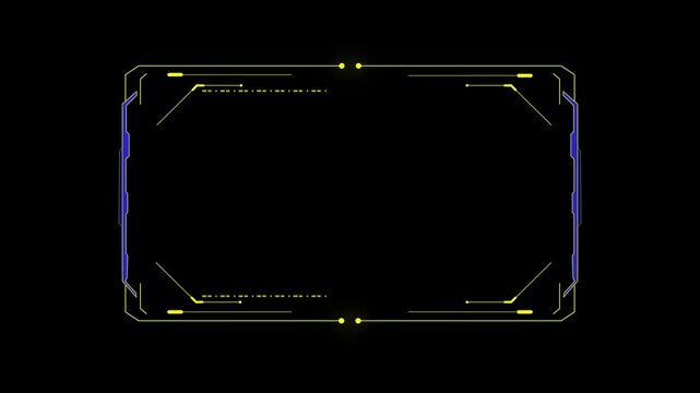Minimal HUD frame background offers black copy space with clean futuristic border lines, tech corner marks, simple interface titles, gaming overlays, software demos, cyber screens, digital templates.