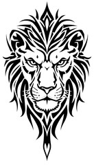 Fototapeta premium Tribal style lion head illustration black white