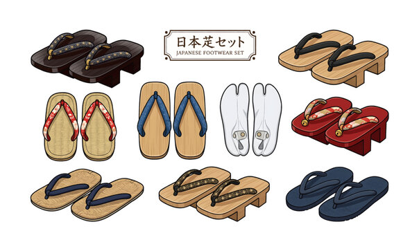 Japanese Footwear Collection Traditional Geta Zori Tabi Shoes.